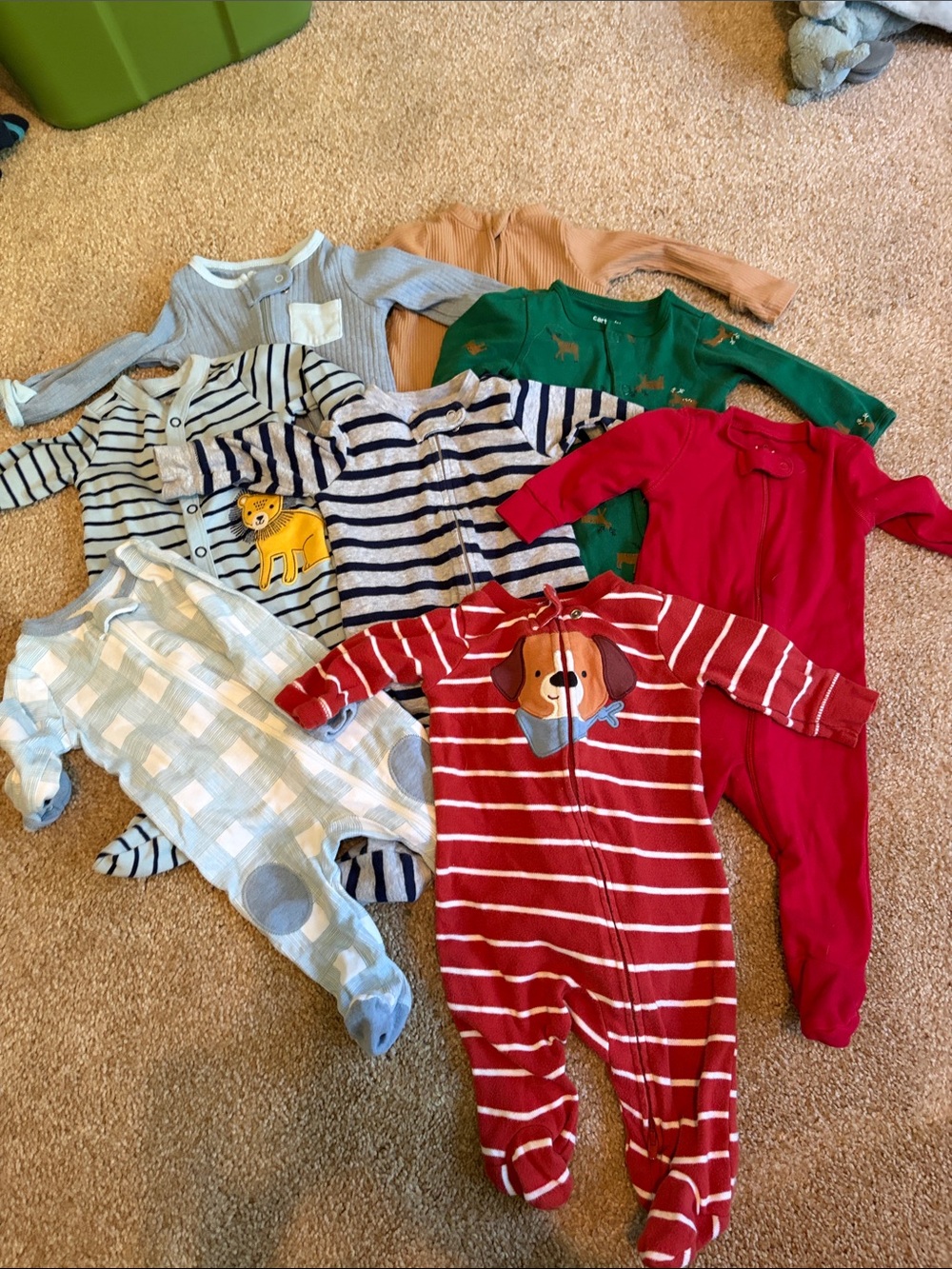 0-3m pajama lot. Carters, cloud island, old navy, primary brands.
